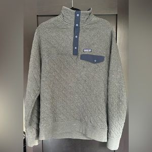 Patagonia Men's Cotton Quilt Snap-T Pullover - Size Medium, Gray with Navy